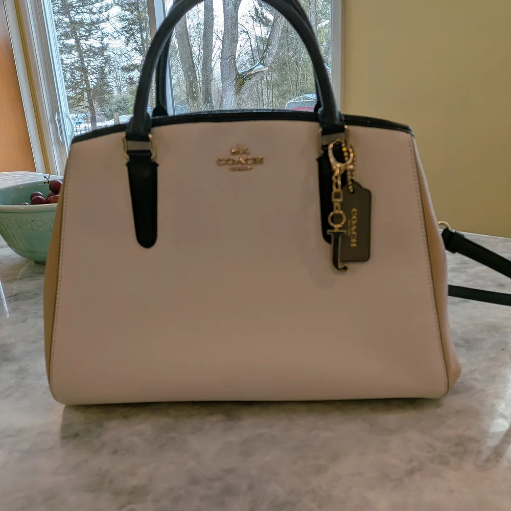 Coach Margot Satchel In Chalk/Fog Colorblock, Nwot. Classic Feminine Lux